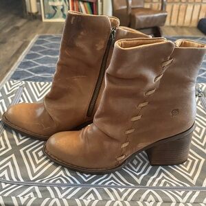 Born Tan Leather Heeled Boots